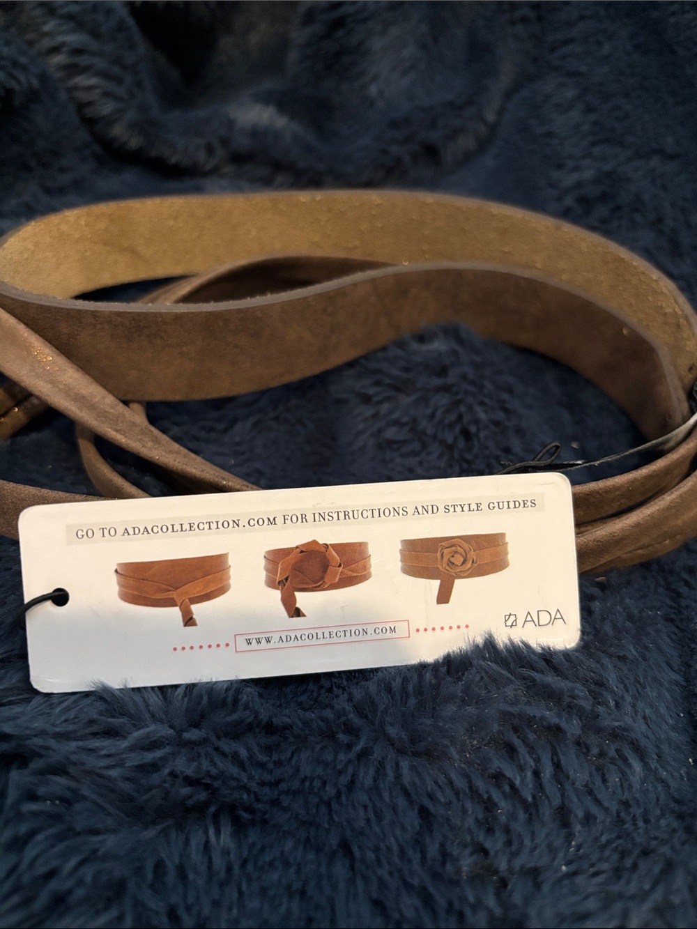 Ada Women Double-Wrap Suede Belt in Brown - Picture 2 of 4